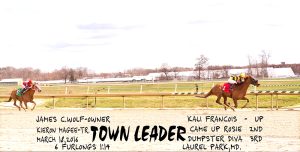 Town Leader, a 5 year old daughter of Proud Citizen, won a claiming race at Laurel March 18th and has four "in the money" finishes in four starts this year.