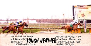 Tough Weather's win at Laurel December 18th kicked off her recent streak. Photo by Jim McCue.