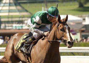 Hronis Racing's Stellar Wind and jockey Victor Espinoza win the Grade I $400,000 Santa Anita Oaks Saturday, April 4, 2015 at Santa Anita Park, Arcadia, CA.   ©Benoit Photo