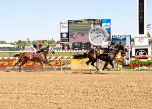 Everything Magic won by 1 3/4 lengths Sunday at Pimlico. She made it easier on herself, winning by a 1 3/4 length cushion. Photo by Jim McCue.
