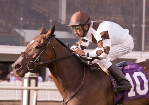 Two Notch Road, shown in the 2014 Bert Allen Stakes, has nominated to the Edward P. Evans Stakes. photo by Jim McCue. 