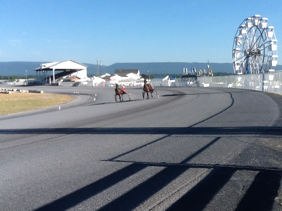 A pair of horses tested the newly renovated Shenandoah Downs half mile oval Wednesday morning.