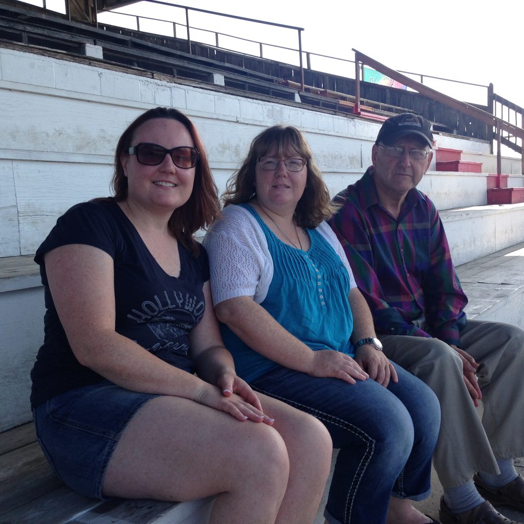 Linda Somers, Tracy Conway and Alan Conway drove 16 hours from Price Edward Island to be first in the gates at Shenandoah Downs on Saturday.