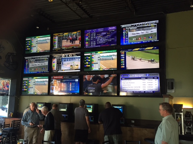 The new OTB at Breakers has a giant video wall, showing racing action from around the country.
