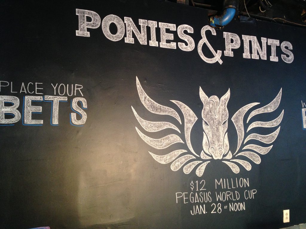The Ponies & Pints Grand opening itself will take place on Pegasus World Cup Day January 28th.